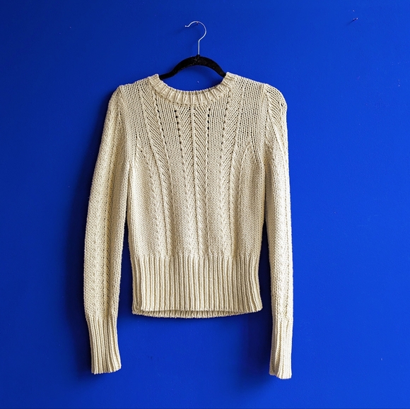 90's Ann Taylor Pale Yellow Knit Sweater - Picture 2 of 3